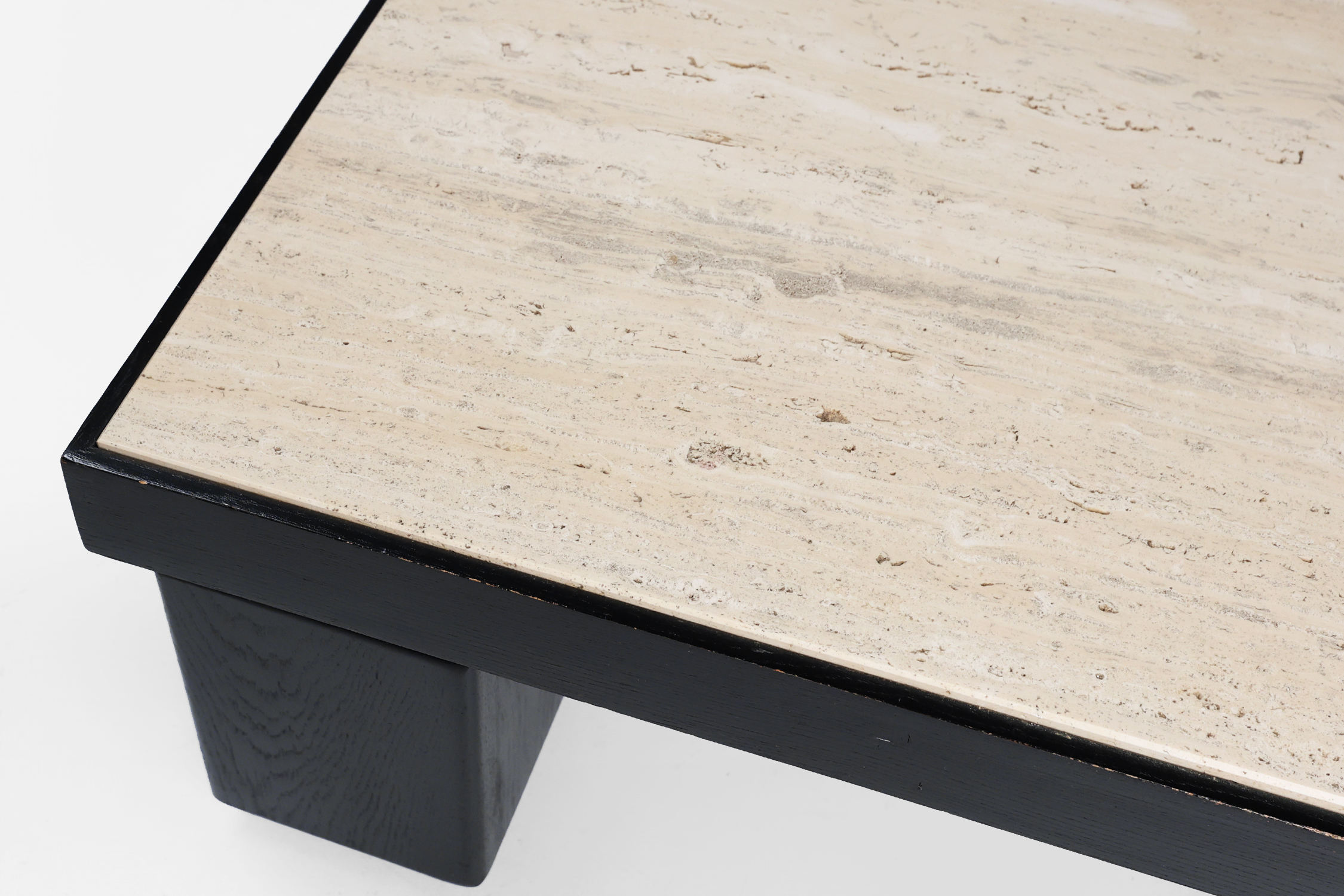 Mid-Century Coffee Tables in Oak with Travertine Tops, 1980s, Set of 2thumbnail